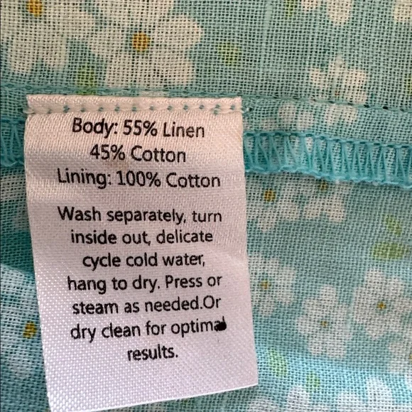 Feminine Floral Ruffle Mini Skort Linen Cotton Blend Aqua Size S - Picture 6 of 6